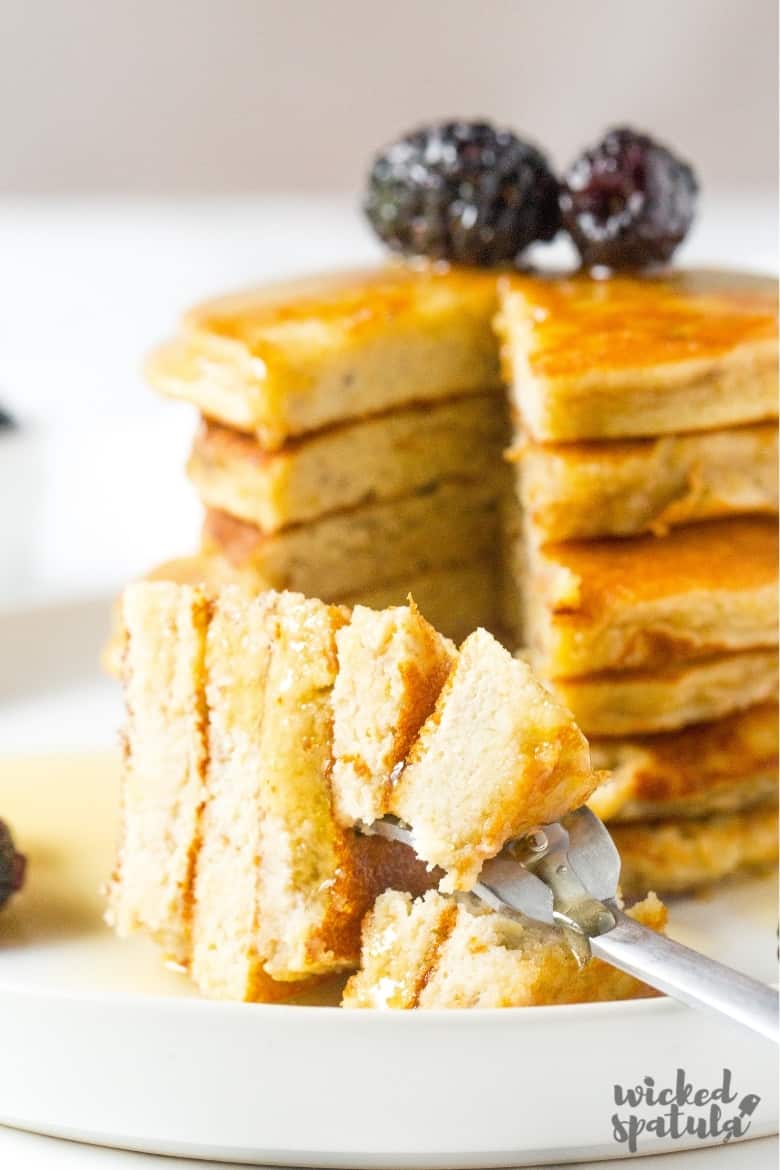 stack of banana pancakes with almond flour