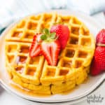 paleo sweet potato waffles with strawberries