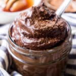 avocado chocolate pudding in a glass dish