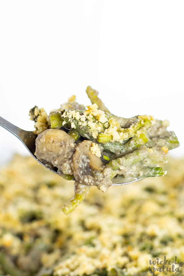 fork with dairy-free green bean casserole