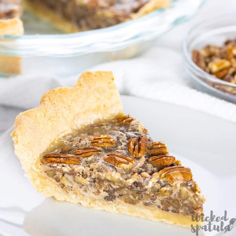 piece of paleo pecan pie on plate