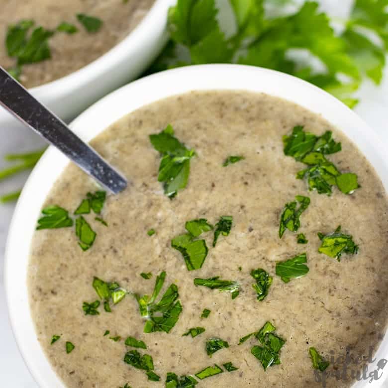 cream of mushroom soup on bowl