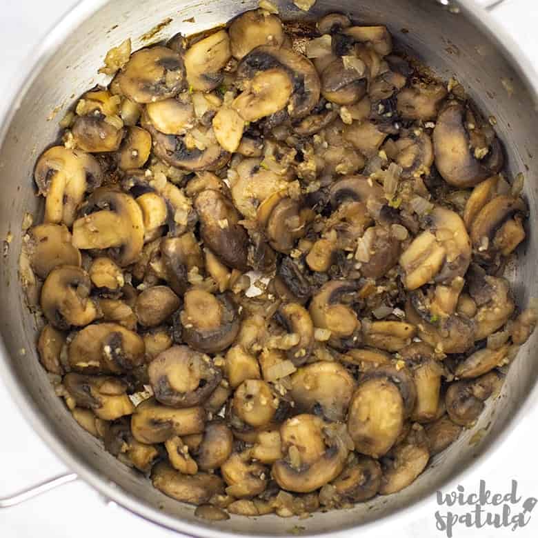 mushrooms in pan for paleo mushroom soup