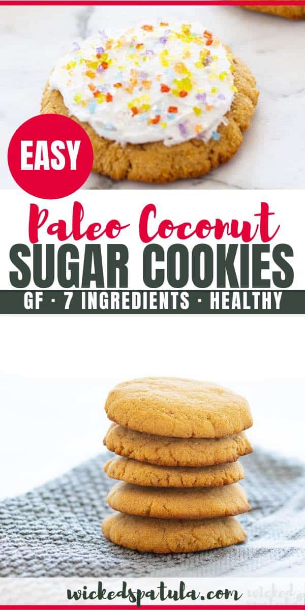 This paleo sugar cookies recipe with coconut flour and coconut oil is ready in less than 20 minutes, with just 8 ingredients! Coconut sugar cookies are chewy, soft, and easy to make.