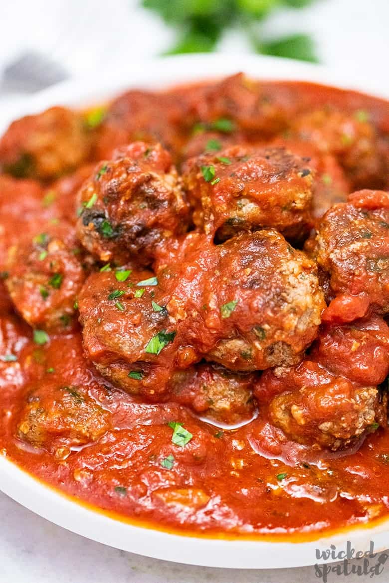 plate of paleo Italian meatballs