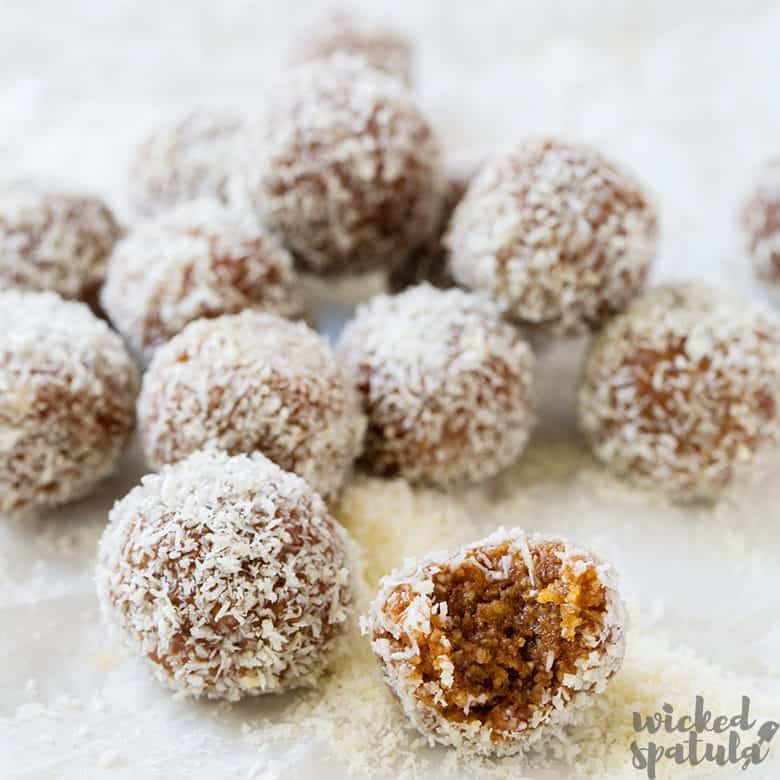 no bake energy balls scattered