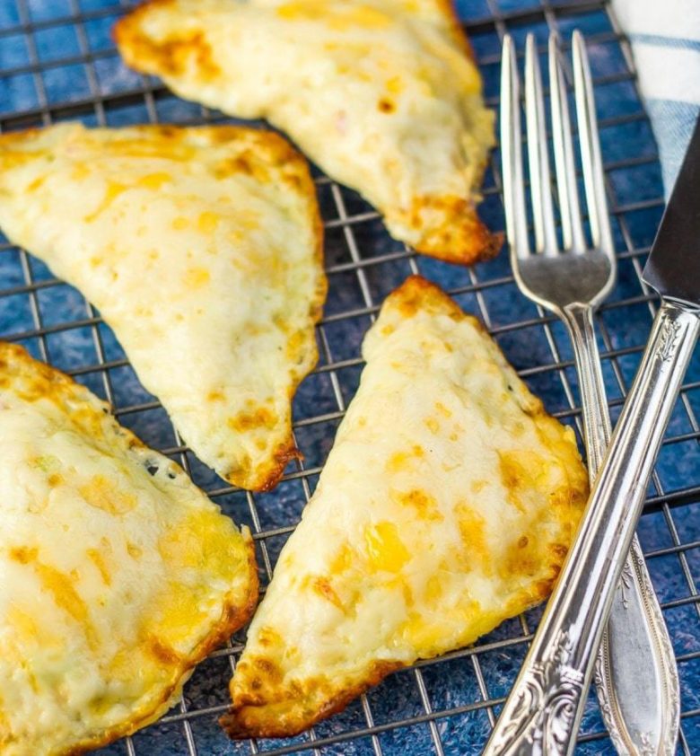 Tuna melts on wire cooling rack with forks