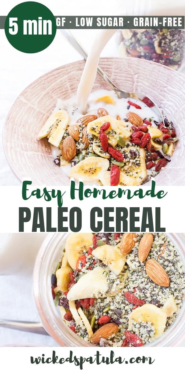 5 Minute Easy Grain-Free Paleo Cereal - Pinterest image