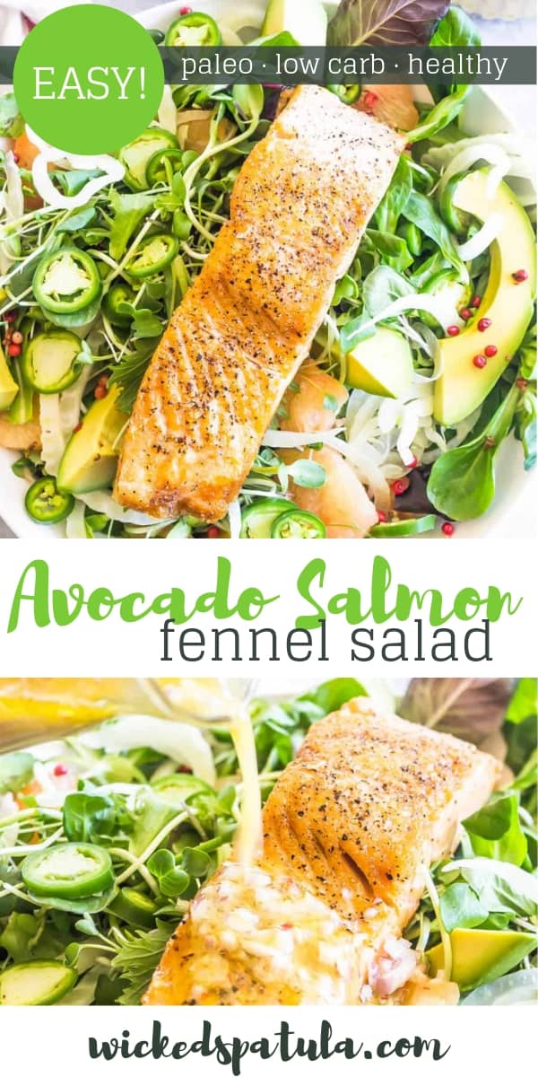 Avocado Salmon Fennel Salad - Pinterest image