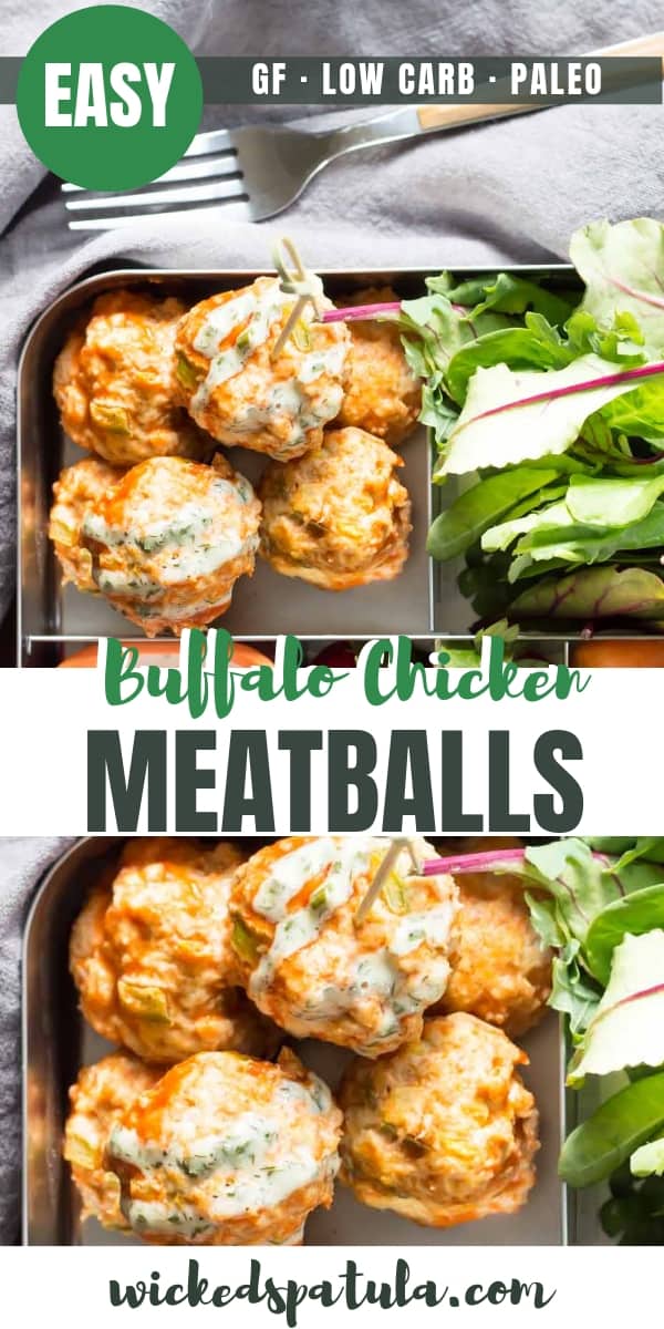 Buffalo Chicken Meatballs - Pinterest image