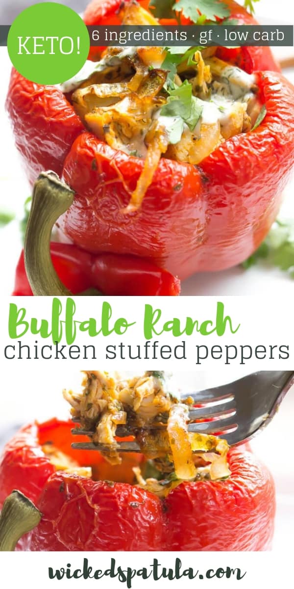 Buffalo Ranch Chicken Stuffed Peppers - Pinterest image