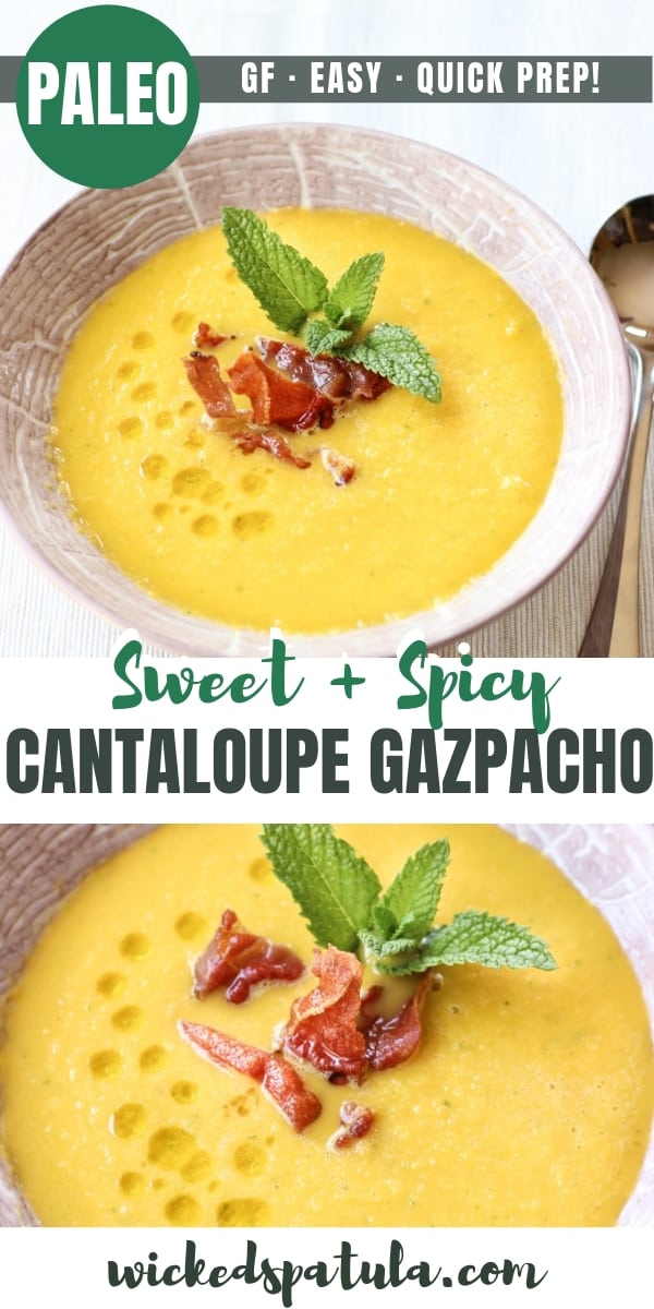 Cantaloupe Gazpacho with Frizzled Prosciutto - Pinterest image