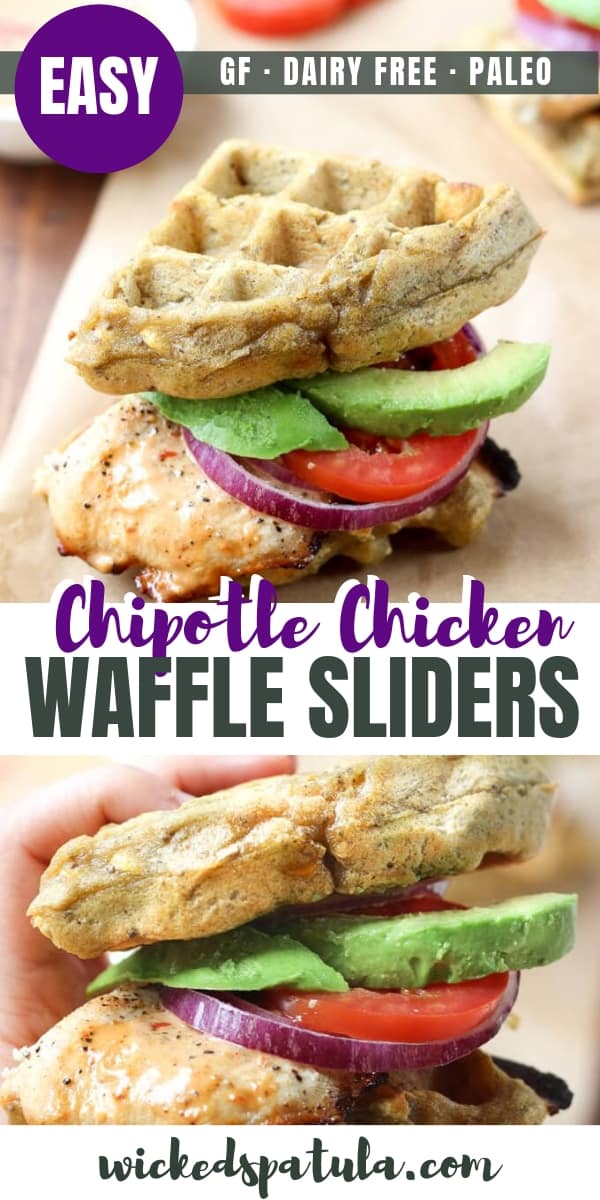Chipotle Chicken Waffle Sliders - Pinterest image
