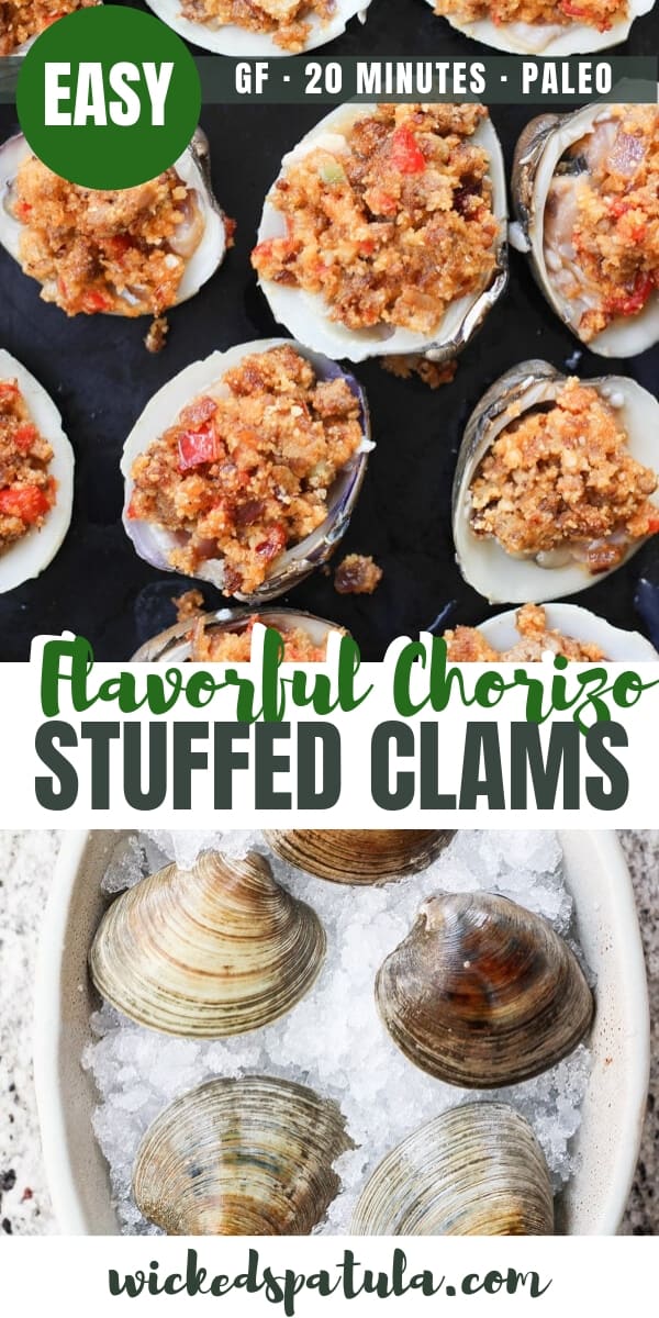 Chorizo Stuffed Clams - Pinterest image