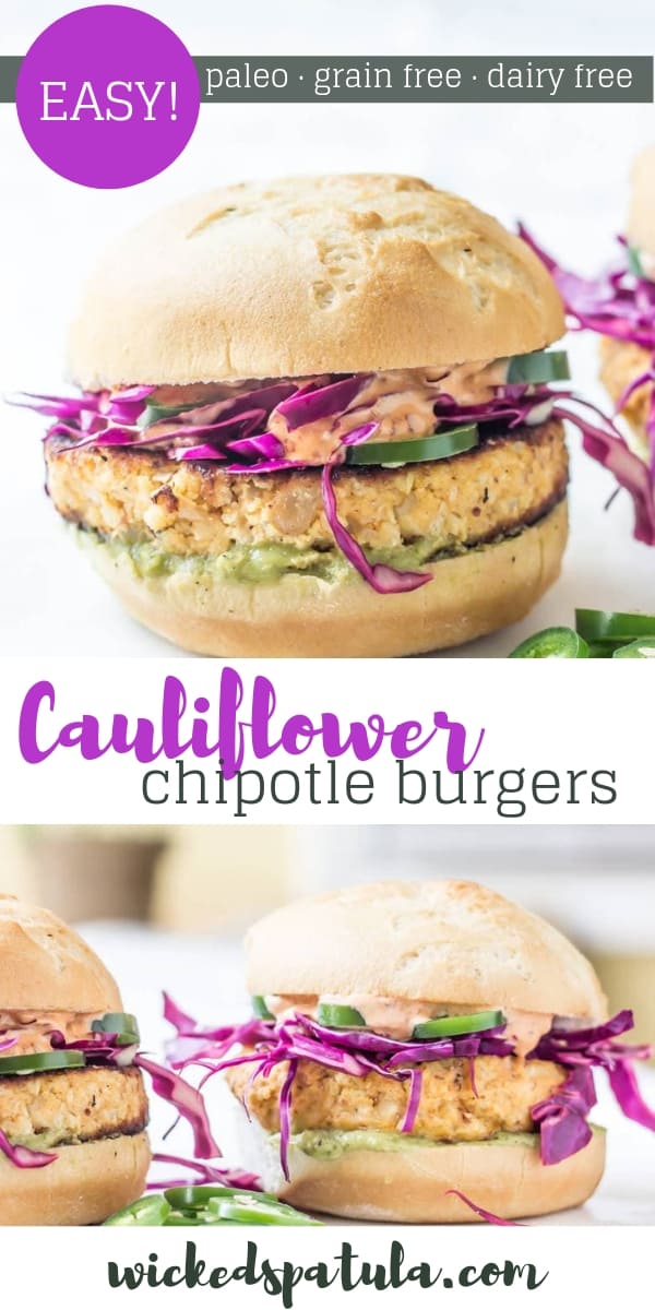 Chipotle Cauliflower Burgers - Pinterest image