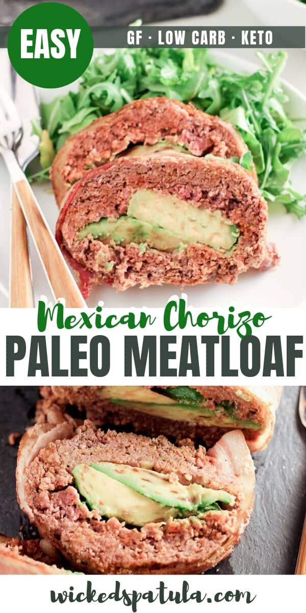 Easy Mexican Meatloaf Recipe With Chorizo & Avocado - Pinterest image
