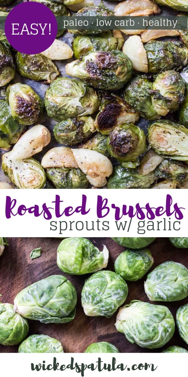 Simple Roasted Brussels Sprouts with Garlic - Pinterest image