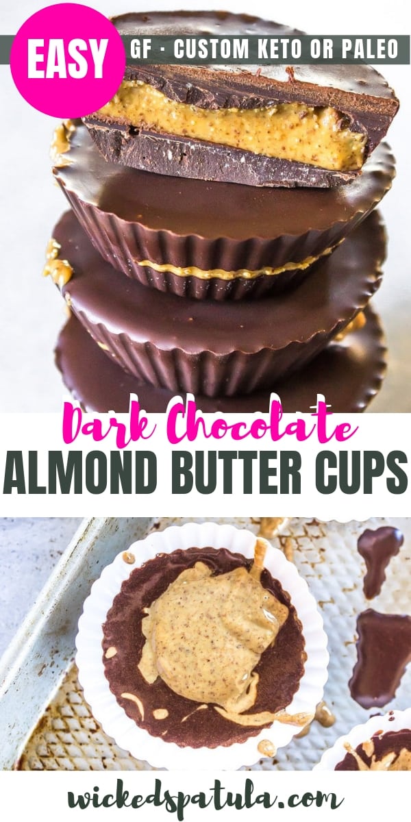Easy Paleo Dark Chocolate Almond Butter Cups - Pinterest image