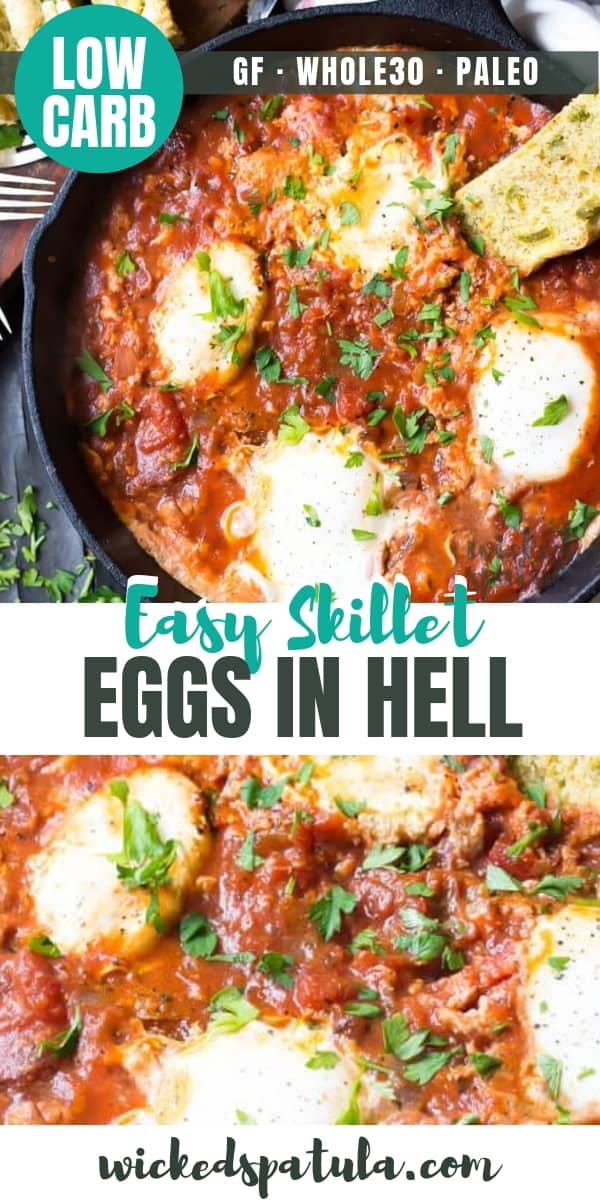 Easy Paleo Eggs in Hell Recipe - Pinterest image