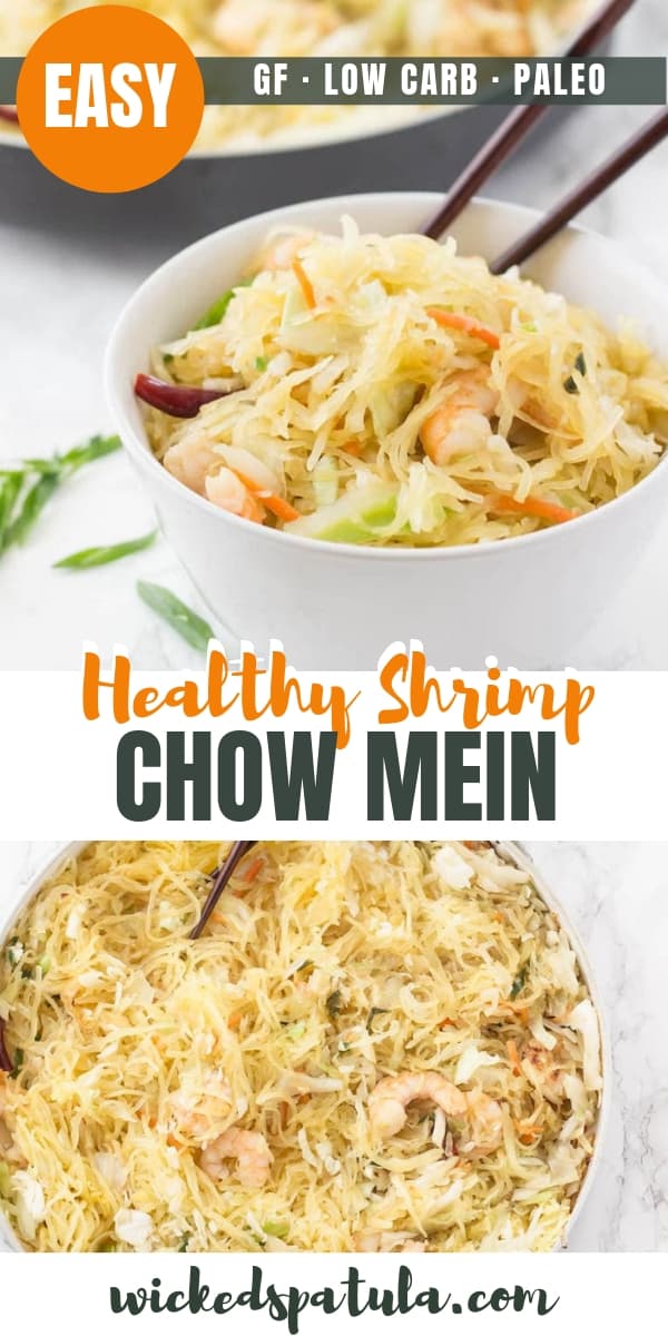 Easy Paleo Healthy Shrimp Chow Mein Recipe - Pinterest image