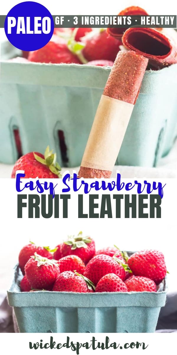 Easy Strawberry Homemade Fruit Leather - Pinterest image