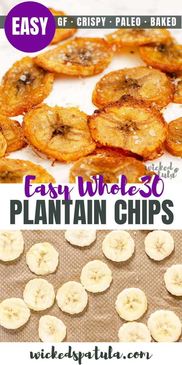Easy Whole30 Baked Plantain Chips Recipe - Pinterest image
