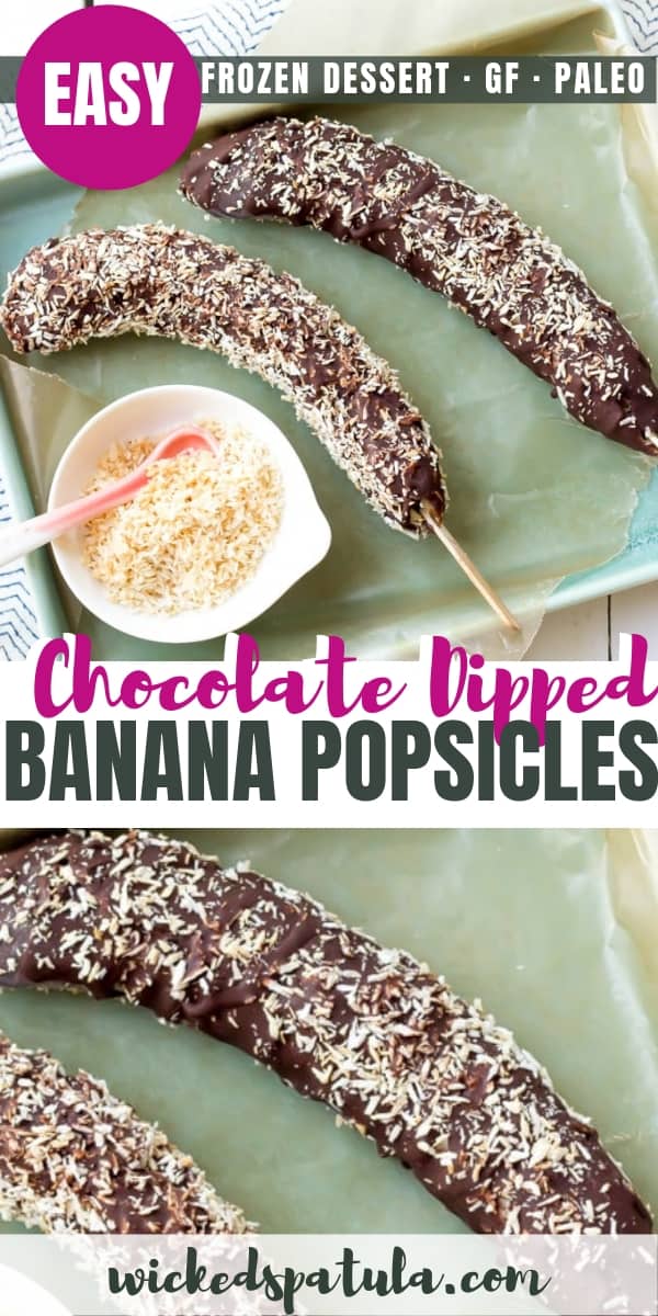 Frozen Chocolate Dipped Banana Popsicles - Pinterest image