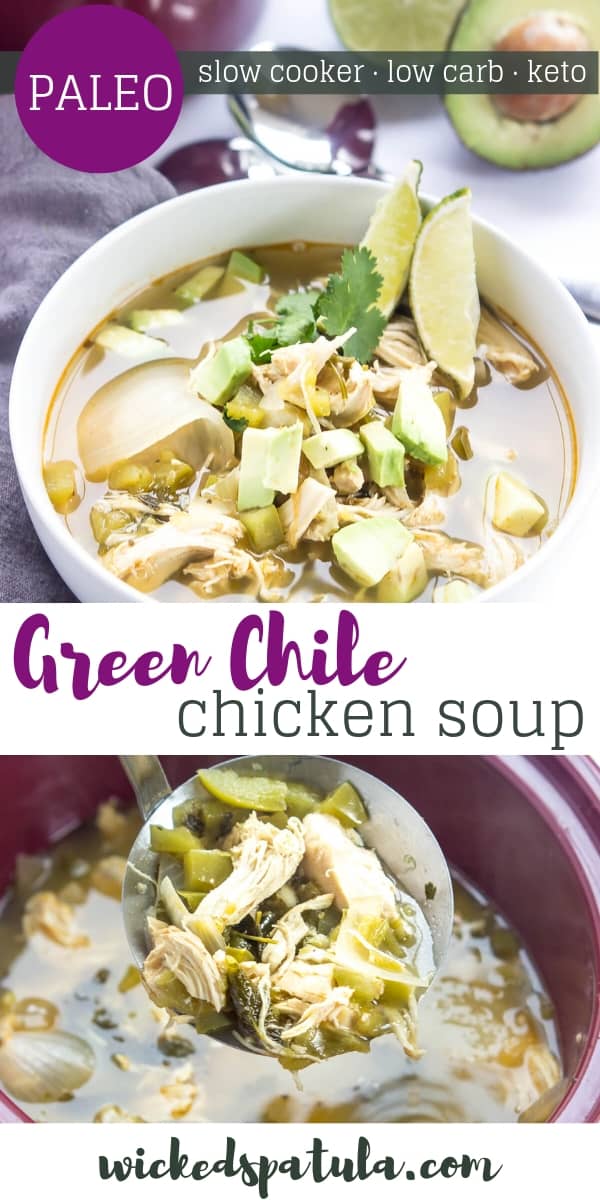Green chili chicken soup - pinterest image