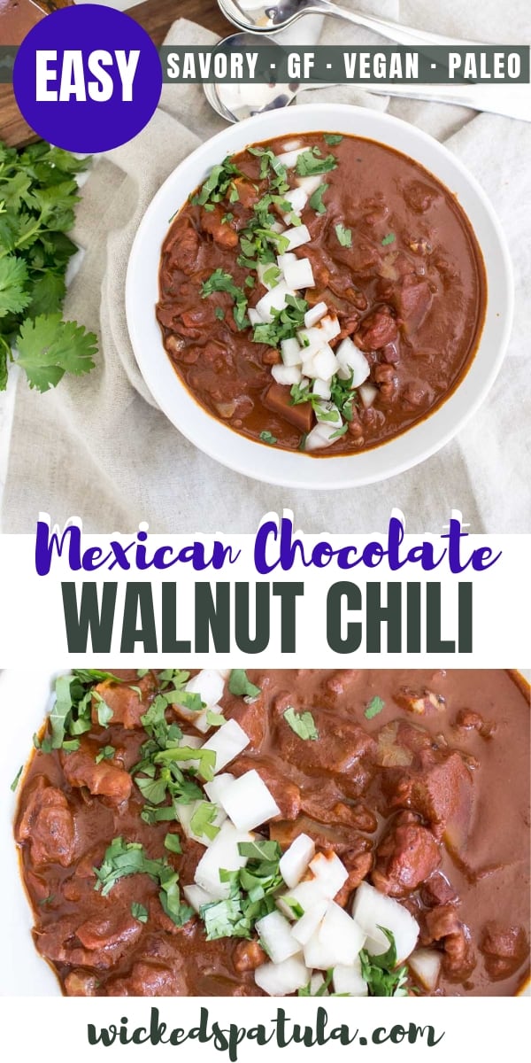 Mexican Chocolate Walnut Chili - Pinterest image