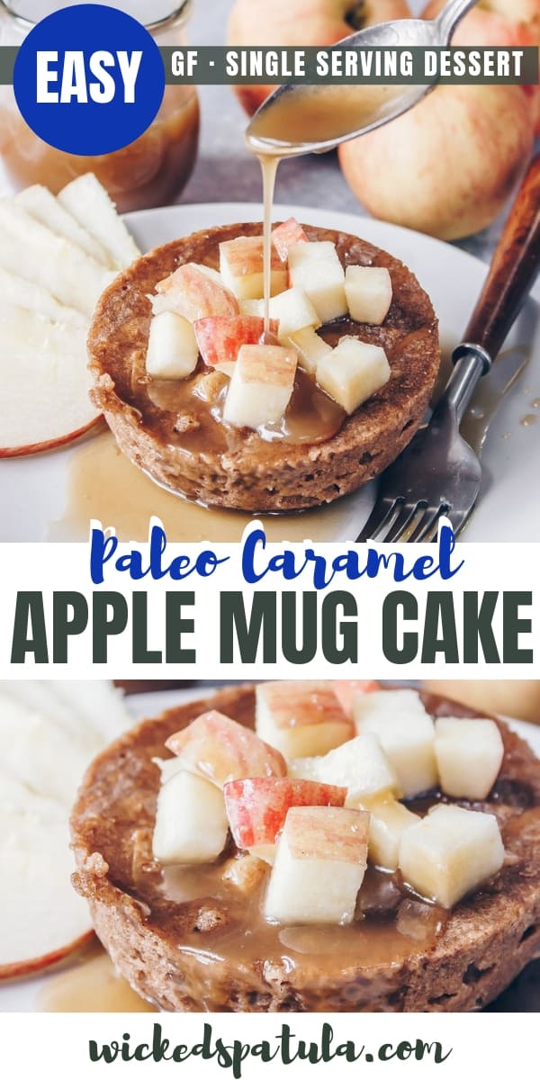 Paleo Caramel Apple Mug Cake - Pinterest image