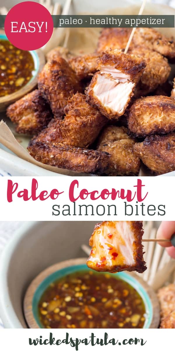 Paleo Coconut Salmon Bites - Pinterest image