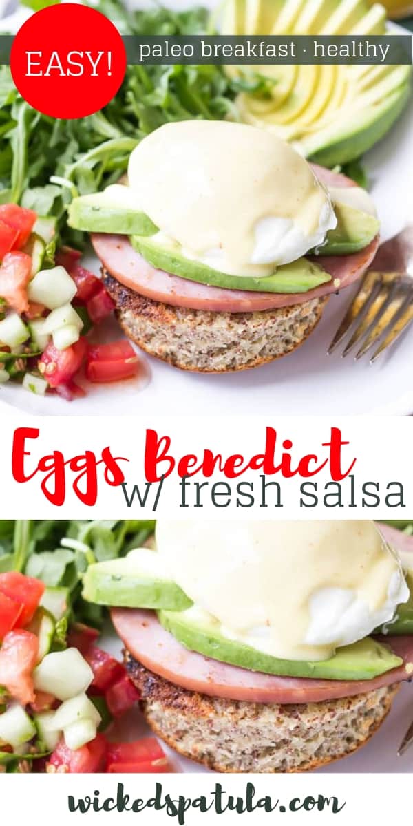 Paleo Eggs Benedict with Cucumber Salsa - Pinterest image