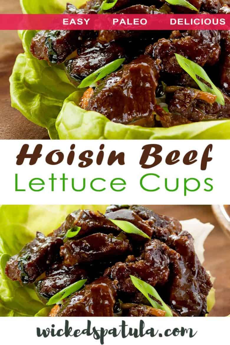 Hoisin Beef lettuce cups paleo - Pinterest image