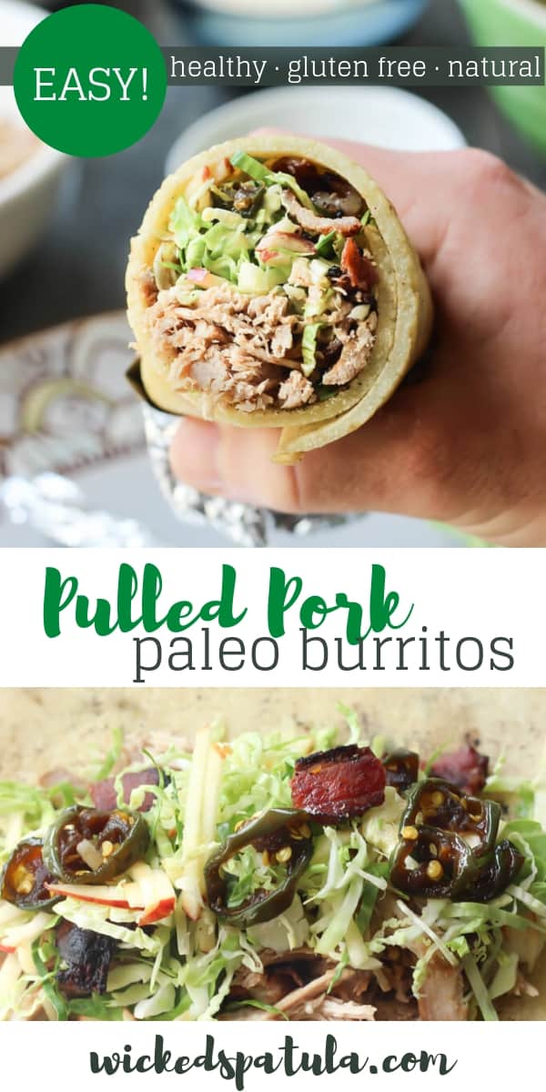 Paleo Pulled Pork Burritos - Pinterest image