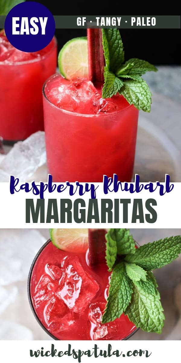 Raspberry Rhubarb Margaritas - Pinterest image