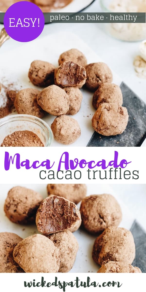 Raw Maca Avocado Cacao Truffles - Pinterest image