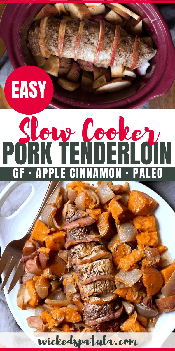 Crock Pot Pork Tenderloin With Apples Recipe - Pinterest image