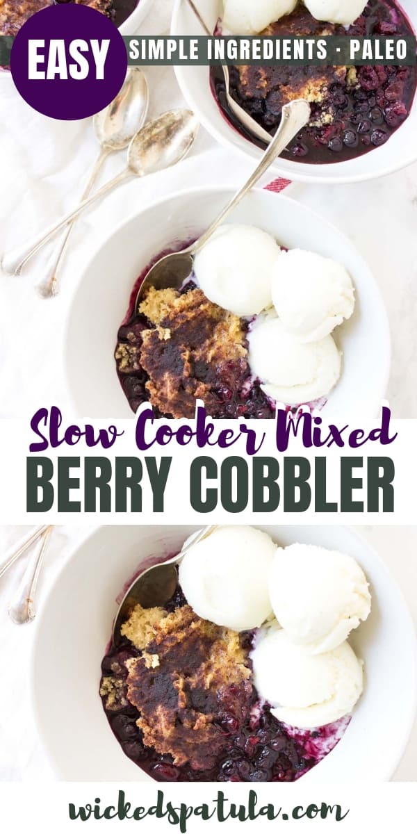 Slow Cooker Mixed Berry Paleo Cobbler - Pinterest image