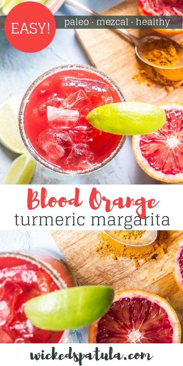 Smoky Blood Orange + Turmeric Mezcal Margarita - Pinterest image