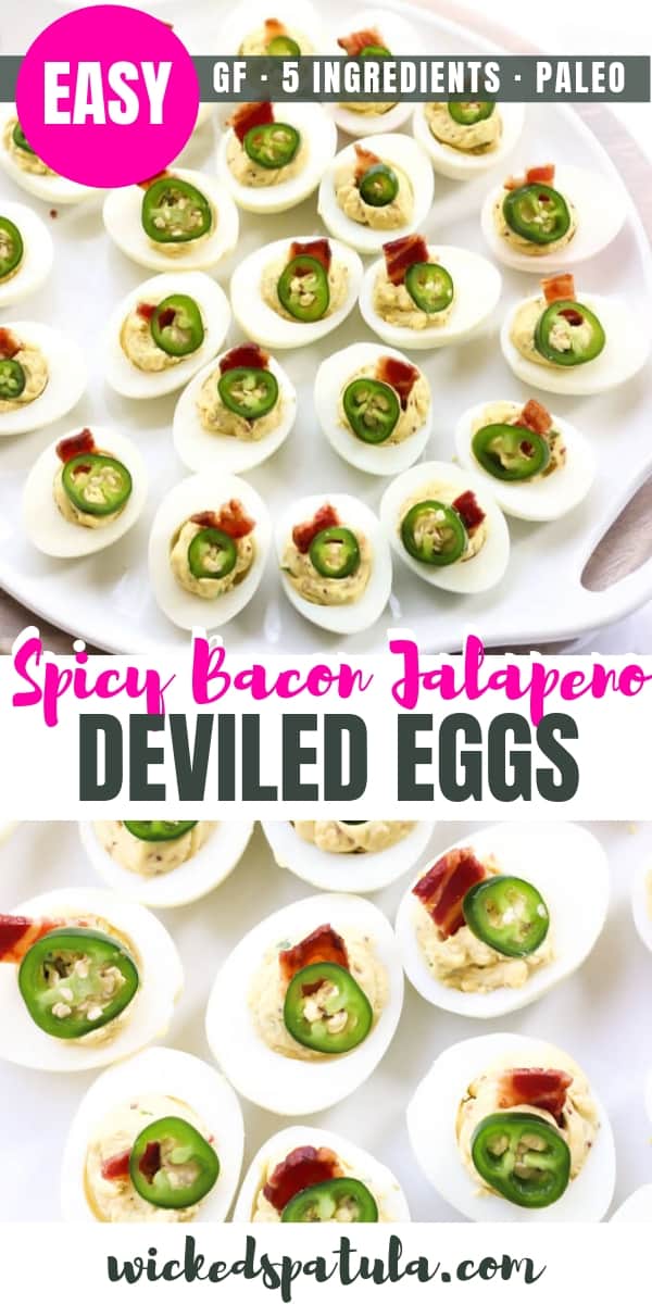 Spicy Bacon Jalapeno Deviled Eggs Recipe - Pinterest image