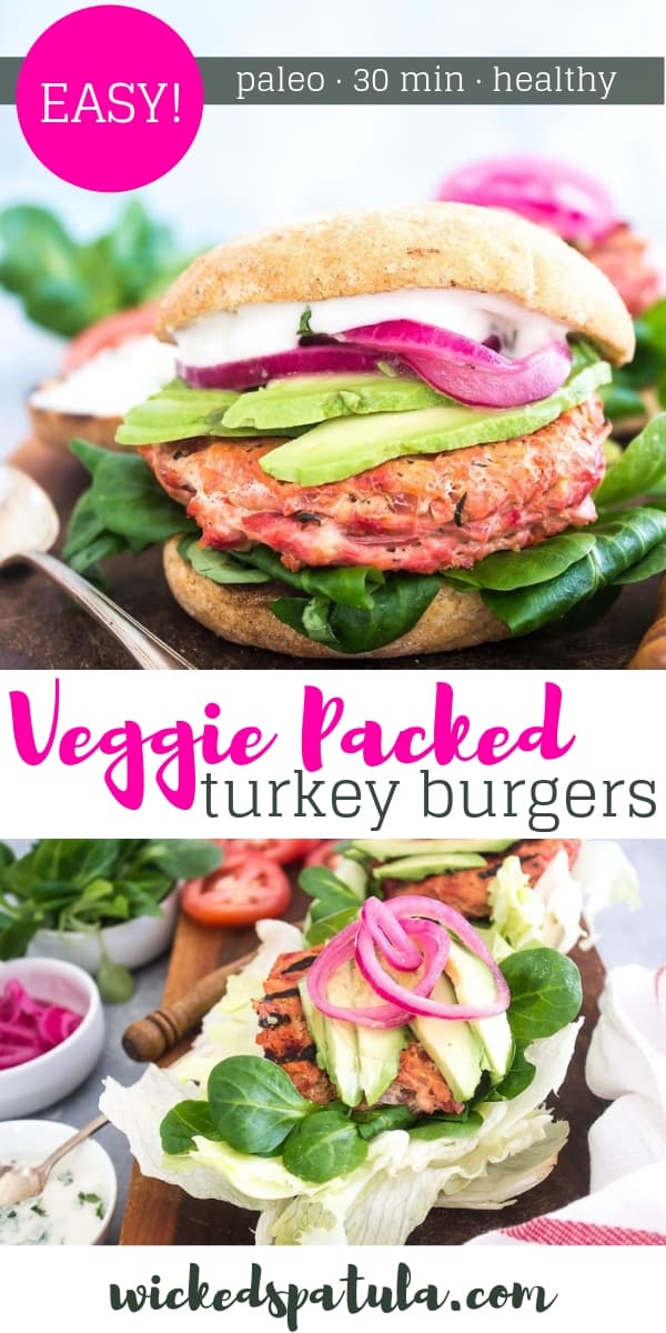 Veggie Packed Turkey Burger - Pinterest image