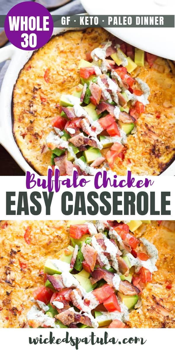 Whole30 Paleo Buffalo Chicken Casserole - Pinterest image